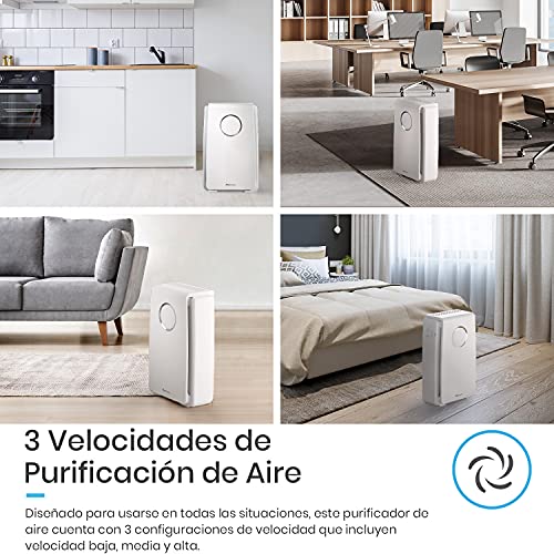 Pro Breeze Purificador de aire 5 en 1 con pre-filtro, filtro HEPA, filtro de carbón activado, catalizador frío y generador de iones negativos. Contra las alergias y los olores (CADR 218, 40 m²)