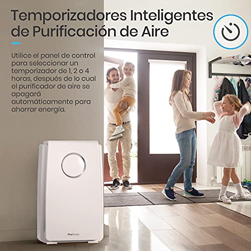 Pro Breeze Purificador de aire 5 en 1 con pre-filtro, filtro HEPA, filtro de carbón activado, catalizador frío y generador de iones negativos. Contra las alergias y los olores (CADR 218, 40 m²)