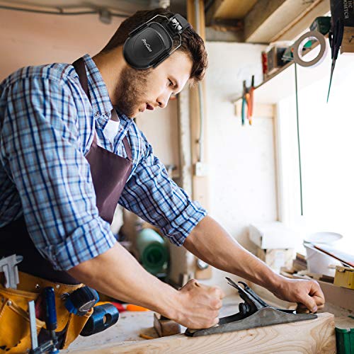 Procase Casco Antiruido, Protector Auditivo SNR 34 dB Aislante de Ruido Profesional, Casco Insonorizado Protector de Oído para Campo de Disparo, Caza -Negro