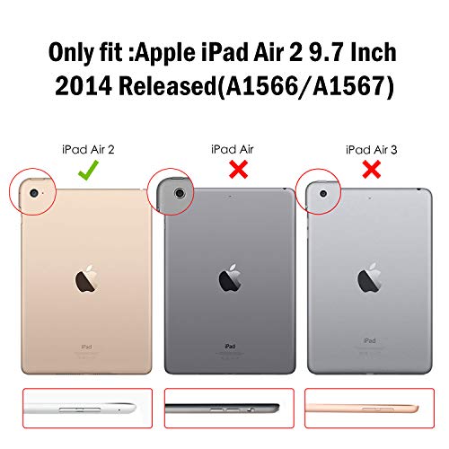 ProCase Funda Inteligente para iPad Air 2, Carcasa Folio Ligera y Delgada con Smart Cover/Reverso Translúcido Esmerilado/Soporte, para Apple iPad Air 2 (A1566 A1567) –Azul Marino