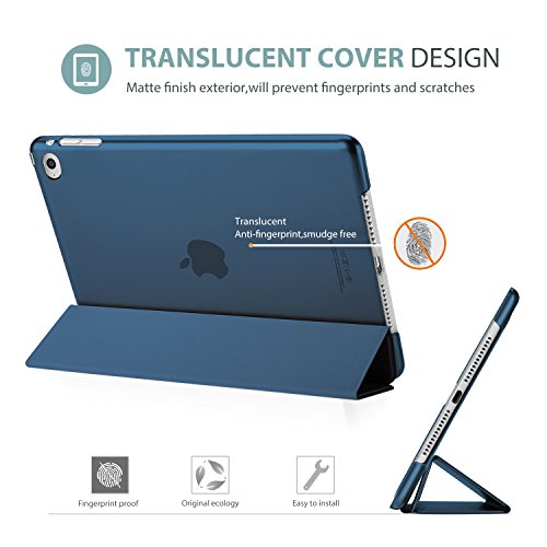 ProCase Funda Inteligente para iPad Air 2, Carcasa Folio Ligera y Delgada con Smart Cover/Reverso Translúcido Esmerilado/Soporte, para Apple iPad Air 2 (A1566 A1567) –Azul Marino