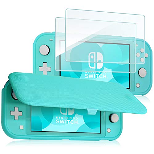ProCase Funda Protectora para Nintendo Switch Lite con 2 Protectores de Pantalla Vidrio Templado, Estuche con Tapa Antiarañazos de Cubierta Suave y Delgada para Nintendo Switch Lite 2019 – Turquesa
