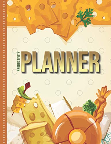 Productivity Planner: Gourmet Swiss Gouda Brie Cheese Theme on Yellow / Undated Weekly Organizer / 52-Week Life Journal With To Do List - Habit and ... Calendar / Large Time Management Agenda Gift
