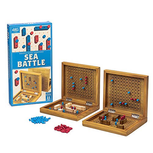 Professor PUZZLE Sea Battle - Una toma de madera en el tradicional juego de mesa de 2 juegos, hunde tus acorazados oponentes - Sea Battle