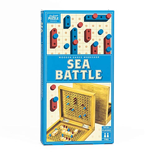 Professor PUZZLE Sea Battle - Una toma de madera en el tradicional juego de mesa de 2 juegos, hunde tus acorazados oponentes - Sea Battle
