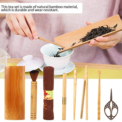 【???????ó? ?? ?????? ?????】Juego de té de Kung Fu, Juego de Tijeras de Toalla de Cuchillo de té de bambú para el hogar, Accesorios de té, Herramientas para la Ceremonia del salón