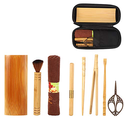 【???????ó? ?? ?????? ?????】Juego de té de Kung Fu, Juego de Tijeras de Toalla de Cuchillo de té de bambú para el hogar, Accesorios de té, Herramientas para la Ceremonia del salón