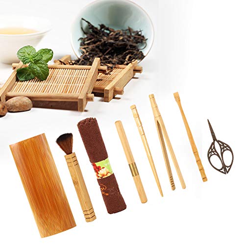 【???????ó? ?? ?????? ?????】Juego de té de Kung Fu, Juego de Tijeras de Toalla de Cuchillo de té de bambú para el hogar, Accesorios de té, Herramientas para la Ceremonia del salón