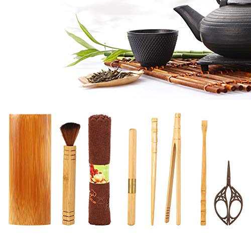 【???????ó? ?? ?????? ?????】Juego de té de Kung Fu, Juego de Tijeras de Toalla de Cuchillo de té de bambú para el hogar, Accesorios de té, Herramientas para la Ceremonia del salón