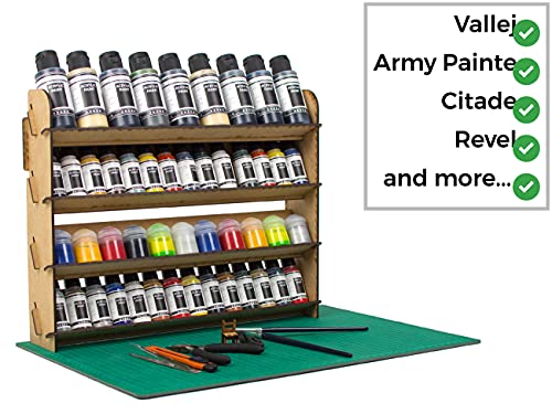 PROSCALE Soporte organizador pinturas miniaturas modelismo. Kit mesa de trabajo vallejo bote pinturas pinceles vallejo acrilico miniaturas warhammer modelismo maquetas (Universal)