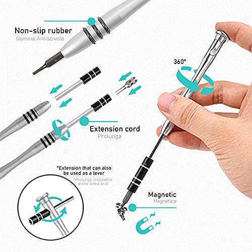 ProTool - Juego de destornilladores de precisión, mini destornilladores 62 en 1, profesional, kit de mini destornilladores para reparación de gafas, reloj, iPhone, iPad, Smartphone, PC, portátil