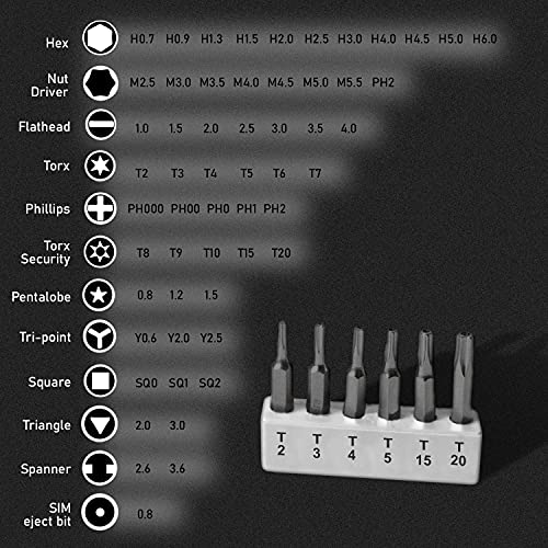 ProTool - Juego de destornilladores de precisión, mini destornilladores 62 en 1, profesional, kit de mini destornilladores para reparación de gafas, reloj, iPhone, iPad, Smartphone, PC, portátil