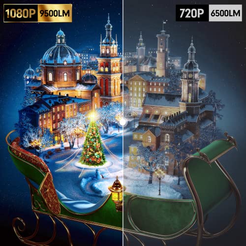 Proyector 5G WiFi Bluetooth Nativo 1080P Full HD WiMiUS W6 Proyector de 9500 Lúmen Soporte 4K Ajuste 4P/4D Función de Zoom-50% para Home Theater PPT Compatible con iOS / Android / PC / TV Stick / PS5