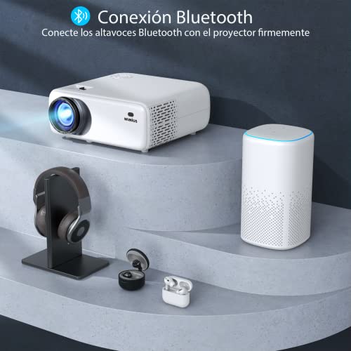 Proyector 5G WiFi Bluetooth Nativo 1080P Full HD WiMiUS W6 Proyector de 9500 Lúmen Soporte 4K Ajuste 4P/4D Función de Zoom-50% para Home Theater PPT Compatible con iOS / Android / PC / TV Stick / PS5