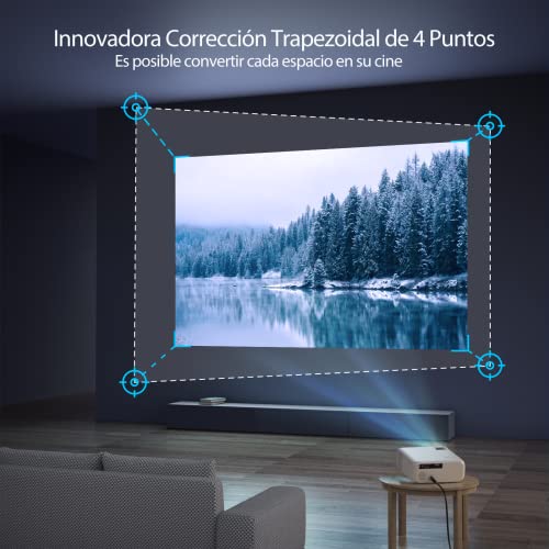 Proyector 5G WiFi Bluetooth Nativo 1080P Full HD WiMiUS W6 Proyector de 9500 Lúmen Soporte 4K Ajuste 4P/4D Función de Zoom-50% para Home Theater PPT Compatible con iOS / Android / PC / TV Stick / PS5