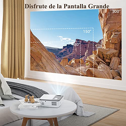 Proyector WiFi Bluetooth 9000 Lúmenes, WiMiUS Proyector Full HD 1080P Nativo Soporte 4K, Proyector WiFi Digital 4D y Función de Zoom 50%, Portátil Proyector Cine en Casa para iOS/Android/PS4/TV Stick