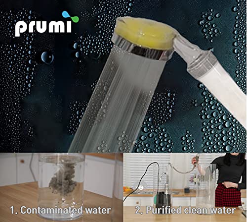PRUMI Vitamin C Shower - High-Pressure Showerhead, Efficient Water Saving, Hard Water Softener, Filter Chlorine & Fluoride & Rust, Helps Dry Skin & Hair Loss & Itchy Skin.