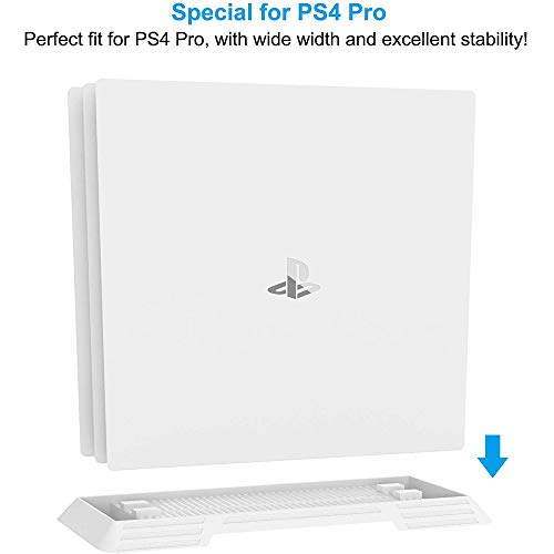 PS4 Pro Vertical Stand for Playstation 4 Pro with Built-in Cooling Vents and Non-slip Feet (White)