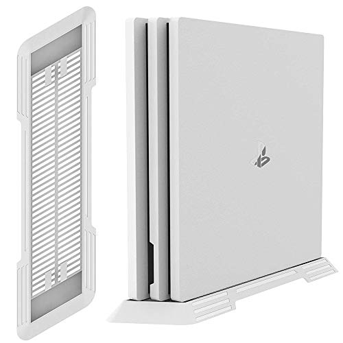 PS4 Pro Vertical Stand for Playstation 4 Pro with Built-in Cooling Vents and Non-slip Feet (White)