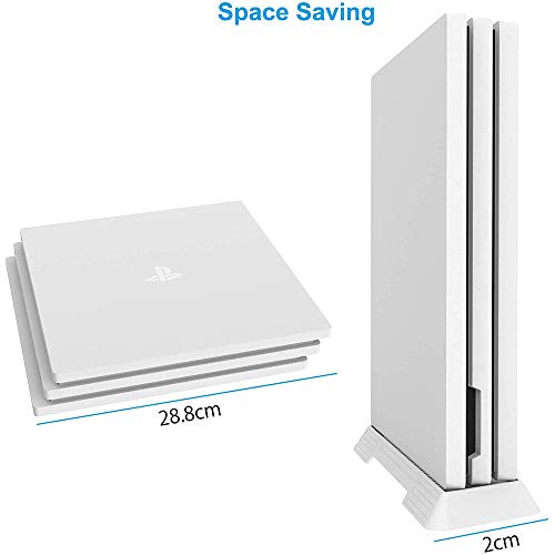 PS4 Pro Vertical Stand for Playstation 4 Pro with Built-in Cooling Vents and Non-slip Feet (White)