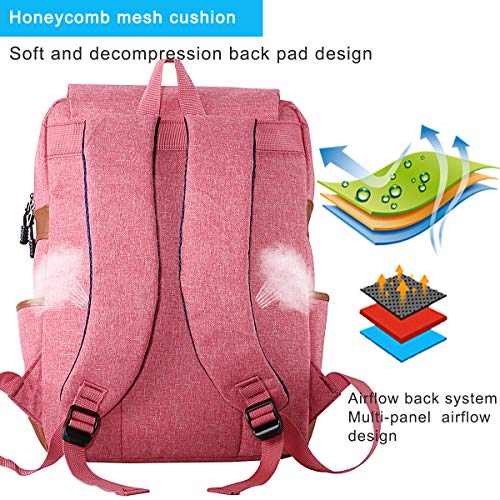 puersit Mochila Vintage Mochila para Portátil,Mochila para Portátil De 15 Pulgadas by （Rojo）