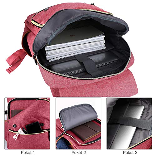 puersit Mochila Vintage Mochila para Portátil,Mochila para Portátil De 15 Pulgadas by （Rojo）