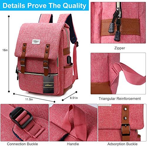 puersit Mochila Vintage Mochila para Portátil,Mochila para Portátil De 15 Pulgadas by （Rojo）