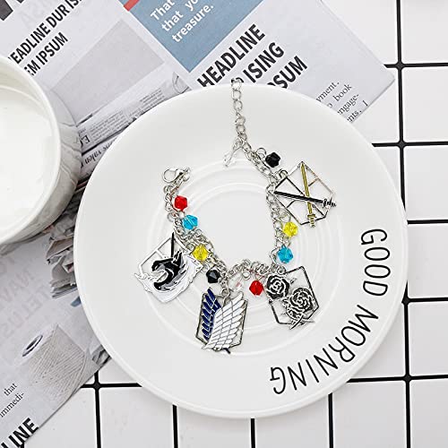 Pulsera Anime Attack On Titan Charms Pulseras Shingeki No Kyojin Wings Of Liberty Freedom Scouting Legion Eren Bangles Para Mujeres Hombres