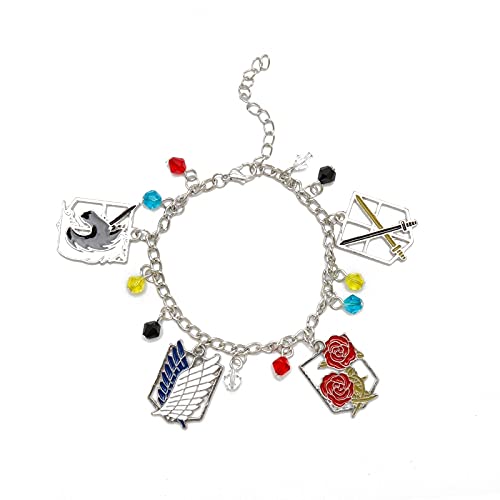Pulsera Anime Attack On Titan Charms Pulseras Shingeki No Kyojin Wings Of Liberty Freedom Scouting Legion Eren Bangles Para Mujeres Hombres