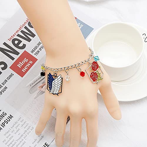Pulsera Anime Attack On Titan Charms Pulseras Shingeki No Kyojin Wings Of Liberty Freedom Scouting Legion Eren Bangles Para Mujeres Hombres