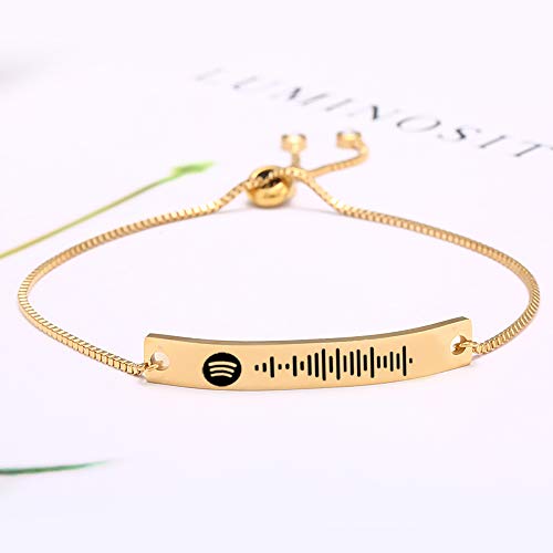 Pulsera personalizada con código de Spotify para mujeres y hombres, pulsera con canción grabada, pulsera ajustable con música, Spotify escaneable para regalo de pareja