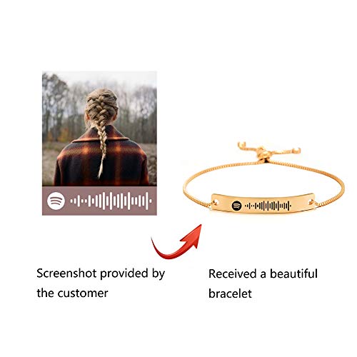 Pulsera personalizada con código de Spotify para mujeres y hombres, pulsera con canción grabada, pulsera ajustable con música, Spotify escaneable para regalo de pareja