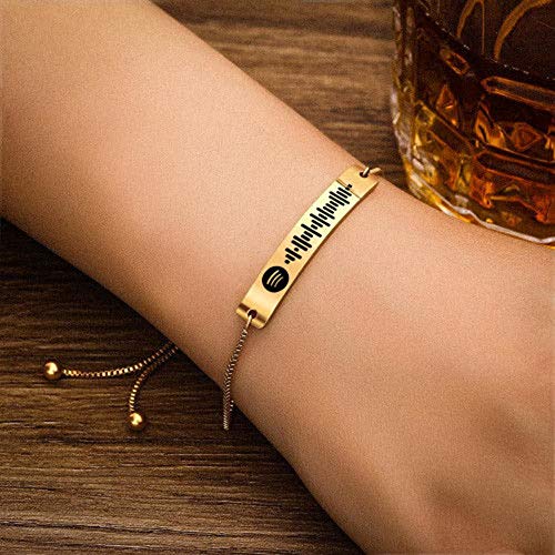 Pulsera personalizada con código de Spotify para mujeres y hombres, pulsera con canción grabada, pulsera ajustable con música, Spotify escaneable para regalo de pareja