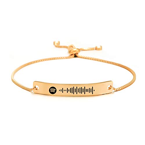 Pulsera personalizada con código de Spotify para mujeres y hombres, pulsera con canción grabada, pulsera ajustable con música, Spotify escaneable para regalo de pareja