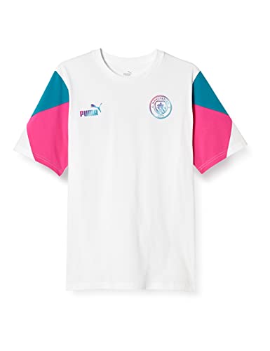 Puma Manchester City Temporada 2021/22, Equipación de Juego, Camiseta, Hombre, White-Ocean Depths, XXL