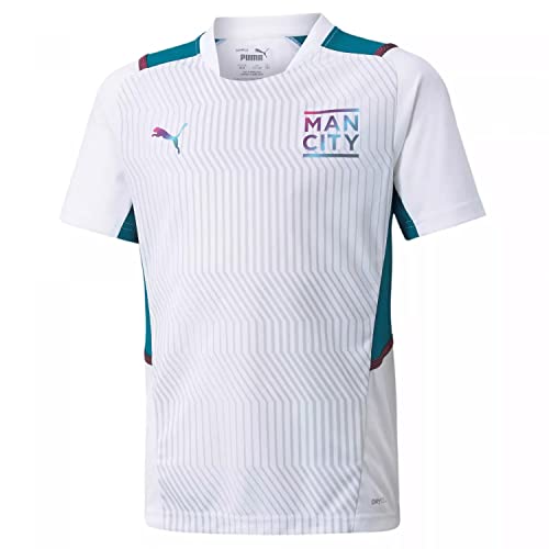 Puma Manchester City Temporada 2021/22, Equipación de Juego, Camiseta, Unisex-Child, White-Ocean Depths, 152