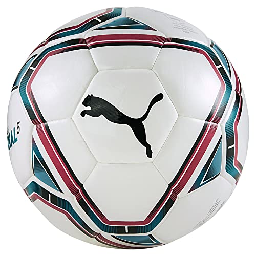 PUMA teamFINAL 21.5 Hybrid Ball Balón de Fútbol, Unisex-Adult, White-Rose Red-Ocean Depths Black, 4