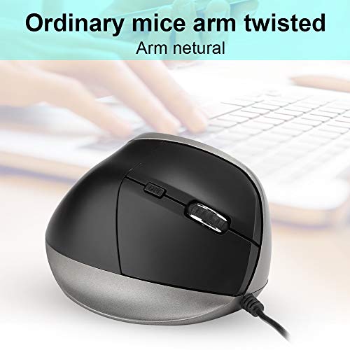 PUSOKEI Ratón Vertical para Juegos, ratón con Cable USB de diseño ergonómico 6D, 4 Botones, Ratones ópticos 1200DPI para Ordenador portátil, Windows 98/2000 / ME/XP(Negro)