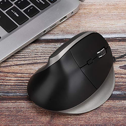 PUSOKEI Ratón Vertical para Juegos, ratón con Cable USB de diseño ergonómico 6D, 4 Botones, Ratones ópticos 1200DPI para Ordenador portátil, Windows 98/2000 / ME/XP(Negro)