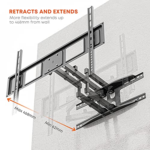 PUTORSEN Soporte TV de Pared Articulado Inclinable y Giratorio para Pantallas de 37-80 Pulgadas, máximo de 600x400 mm, hasta 40 kg