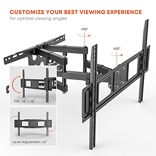 PUTORSEN Soporte TV de Pared Articulado Inclinable y Giratorio para Pantallas de 37-80 Pulgadas, máximo de 600x400 mm, hasta 40 kg