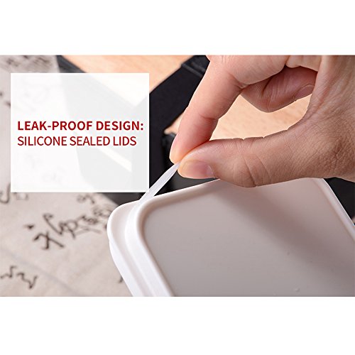 PuTwo Bento Box Fiambreras Bento Caja Bento Caja Almuerzo de 2 Niveles con Juego de Cubiertos Box Lunch a Prueba de Fugas Microondas, Congelador, Apto para lavavajillas - 1200 ml, Blanco