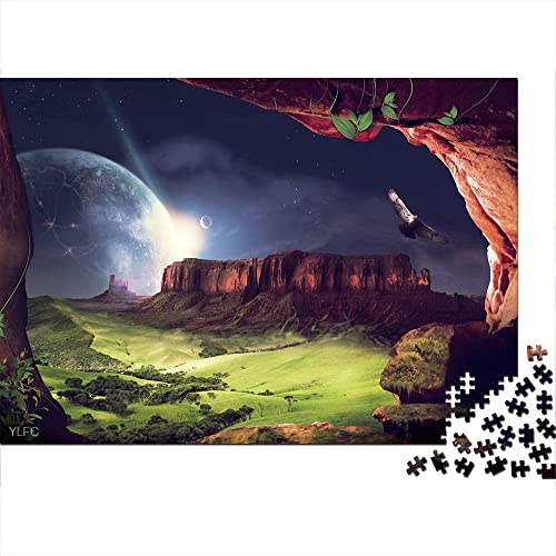 Puzzle 1000 Piezas Fantasía Luna Noche Fantasía Paisaje Rompecabezas de Madera 52x38cm Divertido niños