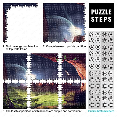 Puzzle 1000 Piezas Fantasía Luna Noche Fantasía Paisaje Rompecabezas de Madera 52x38cm Divertido niños