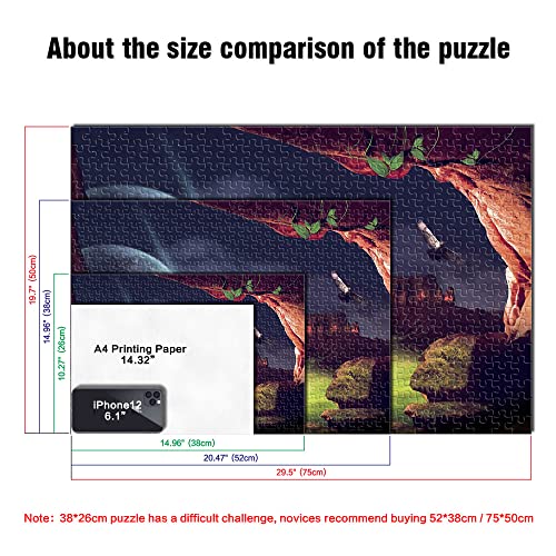 Puzzle 1000 Piezas Fantasía Luna Noche Fantasía Paisaje Rompecabezas de Madera 52x38cm Divertido niños