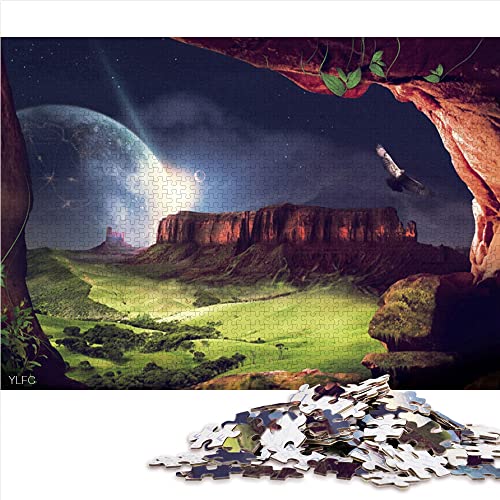 Puzzle 1000 Piezas Fantasía Luna Noche Fantasía Paisaje Rompecabezas de Madera 52x38cm Divertido niños