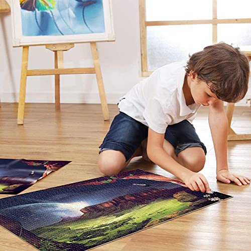 Puzzle 1000 Piezas Fantasía Luna Noche Fantasía Paisaje Rompecabezas de Madera 52x38cm Divertido niños