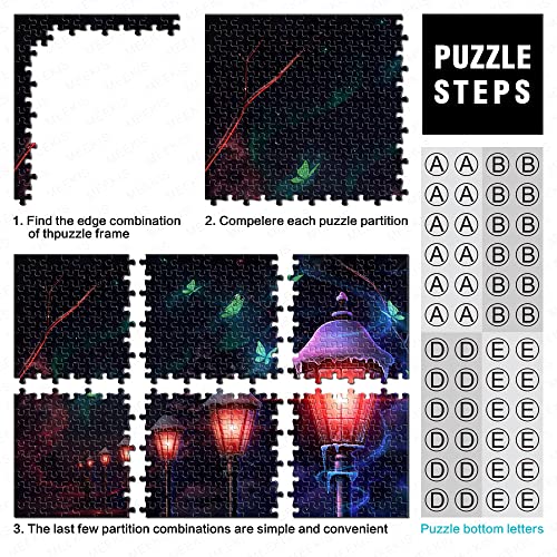 Puzzle 1000 Piezas Mariposa Lámpara Farola Nieve Fantasía Paisaje Rompecabezas de Madera 75x50cm Rompecabezas de niña