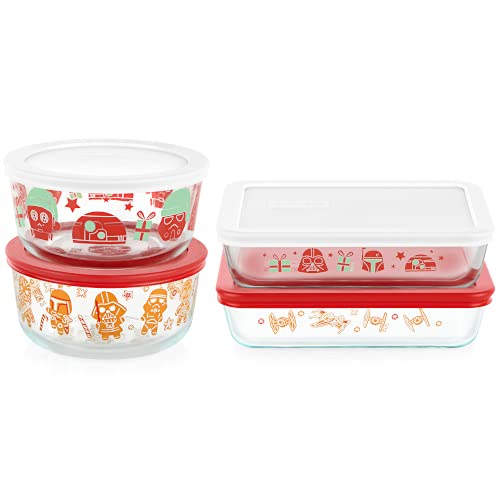 Pyrex Star Wars - Juego de almacenamiento de cristal decorado para vacaciones, 8 piezas