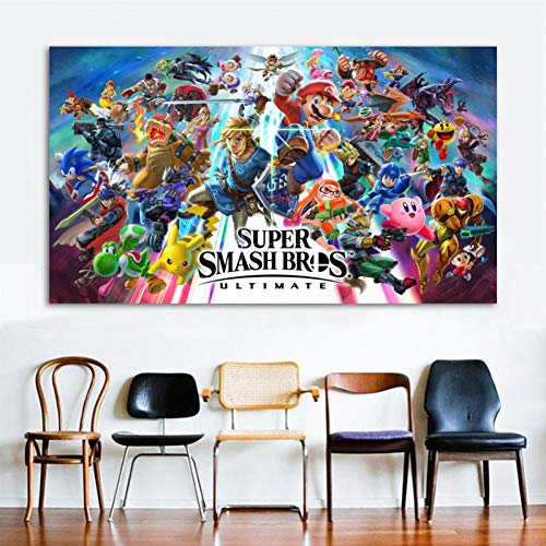 QAZEDC Pintura Decorativa Canvas Posters and Prints Video Game Super Smash Bros. Ultimate Wallpaper Wall Art Paintings for Living Room Decor 60x80cm